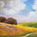 Pejzaż w pastelach suchych 18 x 24 cm - ręczna praca z papieru pastelmat