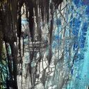 Spilled Ink - abstrakcja ręcznie malowana akrylem na płótnie 70x100 cm