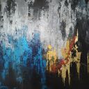 AUTUMN, wym. 100x140 cm - wielkoformatowy obraz abstrakcyjny na płótnie