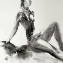 Szkic kobiety w węglu 50x70 cm - oryginalny obraz do sypialni
