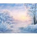 Obraz ręcznie malowany „Zimowe Słońce” - format A3