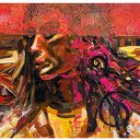 Grzech (The Sin 50x70) ręcznie malowany obraz abstrakcyjny, abstract painting