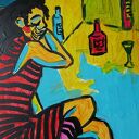 Obraz do salonu Dziewczyna z kotem 30 x 42 cm