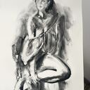 Lady - oryginalny rysunek kobiety węglem 100x70 cm