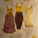 Three Women - obraz z prawdziwych suszonych kwiatów