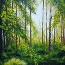 OBRAZ RĘCZNIE MALOWANY AKRYLOWY "ODRZEWIONYM PRZESMYKIEM" - 24x30cm