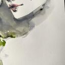 White Lashes - ilustracja modowa: akwarela i tusz na papierze, portret kobiety (20,9 x 28,9 cm, bez ramy)