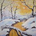 Seria zimowych obrazów 2 sztuki - ręcznie malowane akrylowe 30x24 cm
