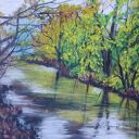 OBRAZ RĘCZNIE MALOWANY AKRYLOWY "BURZA BARW" - 24x30cm