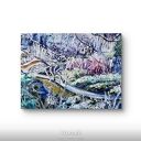 Zimowe knieje - zimowy pejzaż lasu w turkusie i srebrze (30x40 cm)
