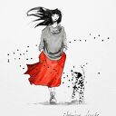 "Bądź sobą" akwarela z dodatkiem piórka artystki Adriany