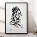 Z Tobą - rysunek węglem 30x42 cm (A3) handmade