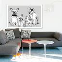 Obraz buldożki francuskie - rodzinna grafika na płótnie 120x80 cm