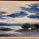 Pejzaż w pastelach suchych 18 x 24 cm - ręcznie wykonana dekoracja ścienna