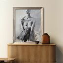 Plakat fine art Kobieta 68x86 cm - czarno-biały szkic Louka