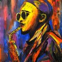 Obraz akryl na płótnie. Pop art. Saxophonist