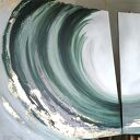 Abstrakcja Wave Ręcznie malowany obraz Dyptyk 2 szt. 100x100 cm