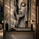Duży obraz olejny do salonu, na antresolę Kobieta XXL 100x180 cm