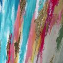 Kolorowy abstrakcyjny ze złotem - Golden Rainbow 70x140 cm obraz