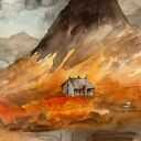 "Jesień w Szkocji" akwarela - pejzaż jesienny, wyspa Isle of Skye - magiczne
