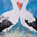 Bocianie Randez-Vous, obraz akrylowy na płótnie, 50x70x1 cm