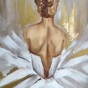 Baletnica na lnianym płótnie Ręcznie malowany obraz Olejny XXL kobieta 70x100 cm