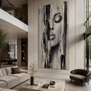 Duży obraz olejny do salonu, na antresolę Kobieta XXL 100x180 cm