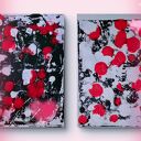 Kompozycja maki abstrakcyjnie plotno, 75x55x1 cm