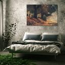 Jesienny park - obraz na płótnie z lasem, drzewami i schodami 120x80 cm