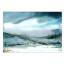 Akwarela "Zima", malowana ręcznie, format a4