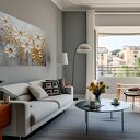 Obraz do salonu - BIAŁE KWIATY ZŁOTE LIŚCIE ELEGANCKI MOTYW - 70x50 cm (103701)