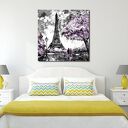 Miasto Paryż 3 - obraz 80x80 cm na płótnie w fioletach, gotowy do powieszenia
