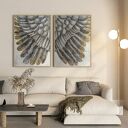 WINGS duży dyptyk 100x140 cm - ręcznie malowany obraz abstrakcyjny z skrzydłami