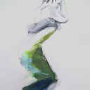 Green Dress - szkic kobiety w zielonej sukni 50x70 cm do salonu