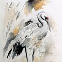 Poranek żurawia, Akwarela 24x32 cm