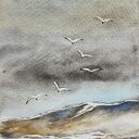Oryginalna akwarela „Morze” 18 x 12,5 cm - bez oprawy