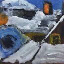 Domek w górach w Tatrach - zimowy obraz na ścianę 20x20 cm