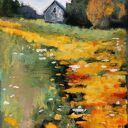 Pejzaż z pasteli suchych 18 x 24 cm - obraz rękodzielniczy