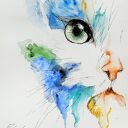 Kot. Akwarela. Oryginalny obraz