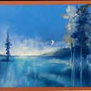 Pejzaż nocą - obraz z pastelami suchymi 18/24 cm