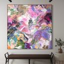 Kolorowy obraz abstrakcyjny 100x100 cm - nowoczesne malarstwo na płótnie