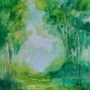 Pejzaż akwarela 24x32 cm - ręcznie malowany obraz Paulina Lebida