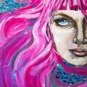"I SEE YOU" obraz farbami akrylowymi na płótnie 100x70cm artystki Adriany Laube