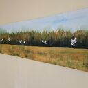 Podlaskie granice - obraz akrylowy 120x40x2 cm z ptakami