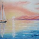 OBRAZ RĘCZNIE MALOWANY AKRYLOWY "W BEZKRESACH OCEANU" - 24x30cm