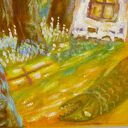 Farba i treść - obraz olejny „Dziewczynka i wyobraźnia” 50 x 35 cm