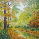 OBRAZ RĘCZNIE MALOWANY AKRYLOWY "KOLORY JESIENI" - 30x40cm
