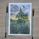 Akwarela A5 „Letnie wieczory” - autorski obraz