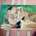 Kiss Me - obraz ręcznie malowany na płótnie z kotami 60x50