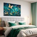 Obraz do salonu - MOTYLE WŚRÓD KWIATÓW MAGICZNY MOTYW - 70x50 cm (105101)